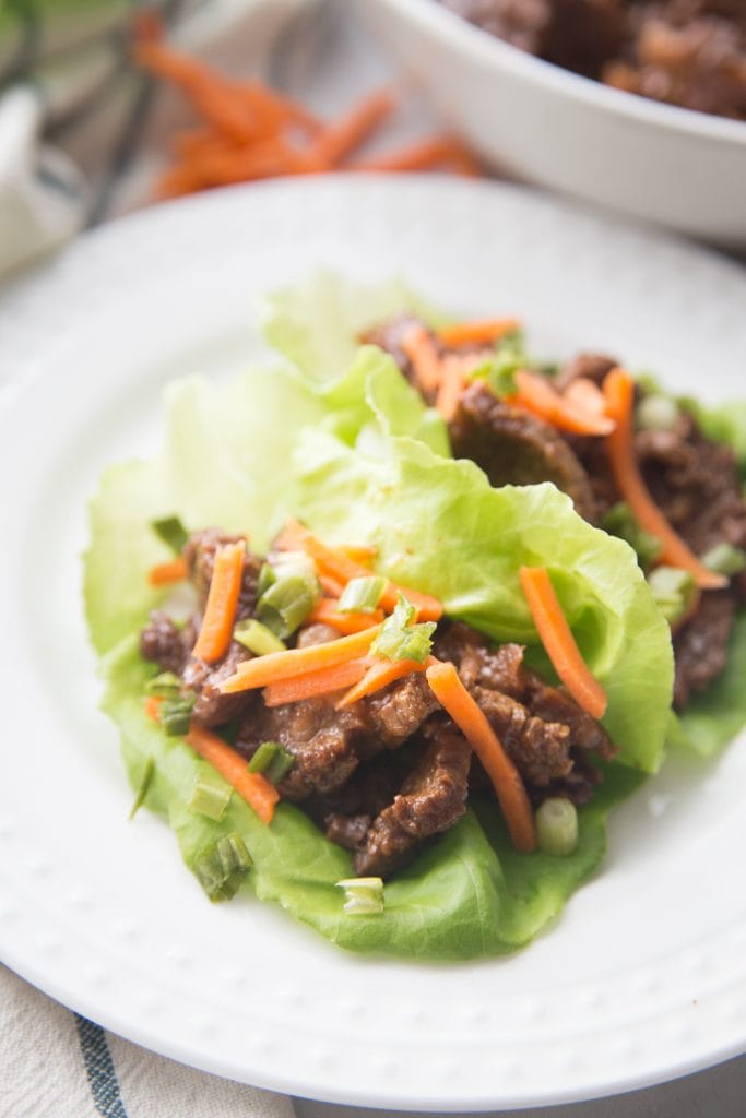 closeup of asian flavored lettuce wraps