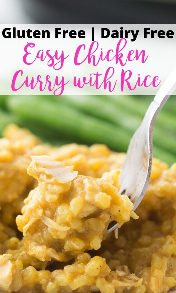 Pinterest image with text overlay for Easy Chicken Curry with Rice
