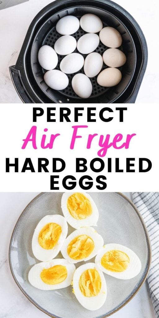 Photo Collage with text overlay Perfect Air Fryer Hard Boiled Eggs