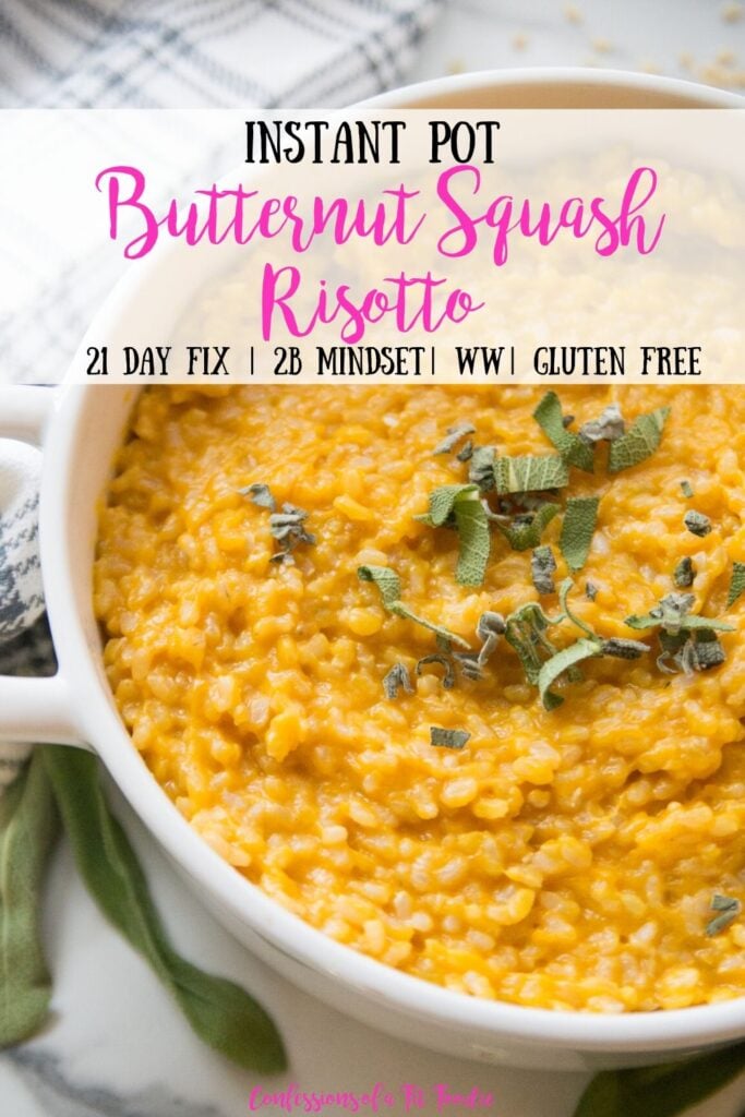 Pinterest Image with text overlay of Butternut Squash Risotto 