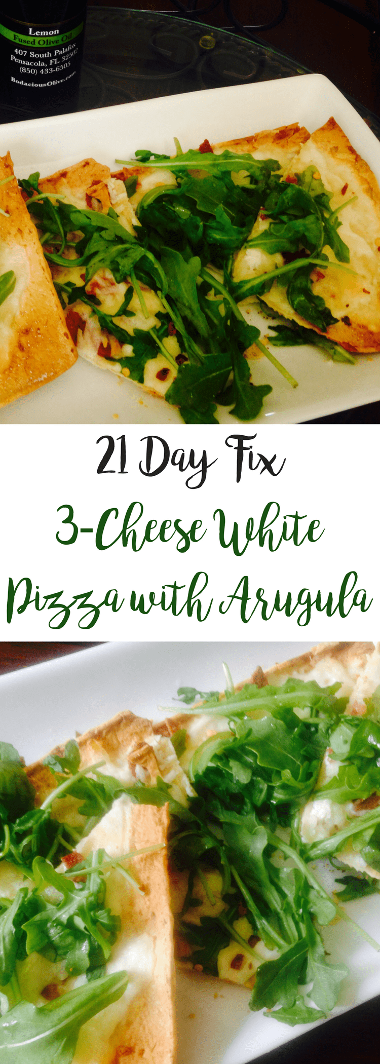 3-Cheese White Pizza with Arugula {21 Day Fix} | Confessions of a Fit Foodie 
