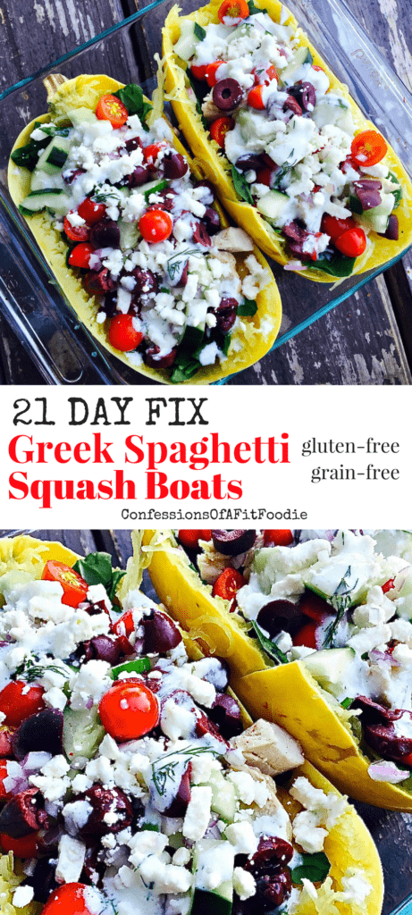 21 Day Fix Greek Spaghetti Squash Boats 