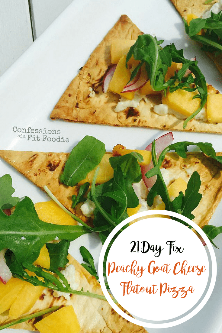 Peachy Goat Cheese Flatout Pizza {21 Day Fix} | Healthy Helper @Healthy_Helper