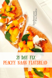 Peachy naan flatbread makes for the perfect 21 Day Fix game day appetizer, lunch, dinner, or afternoon treat!  Made with peaches and goat cheese- a perfect pairing!